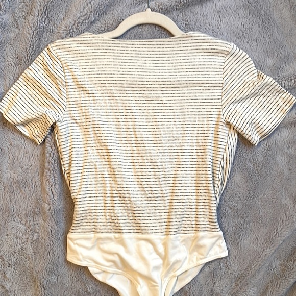 Lulus White Striped Surplice Bodysuit - Picture 6 of 6